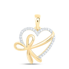 Sterling Silver 1/10 CTW-Natural Diamond Gift Bow Heart Pendant