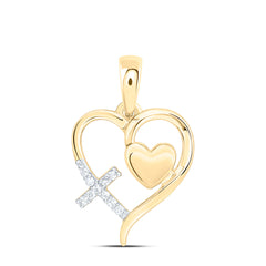 Sterling Silver 1/20 CTW-Natural Diamond Gift Cross Heart Pendant