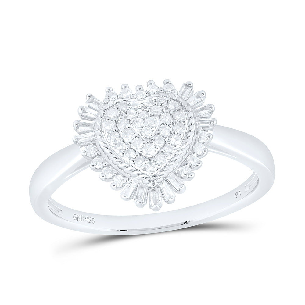 Sterling Silver 1/4 CTW-Natural Diamond Gift Heart Ring