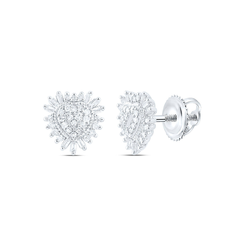 Sterling Silver 1/4 CTW-Natural Diamond Gift Heart Earring