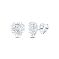 Sterling Silver 1/4 CTW-Natural Diamond Gift Heart Earring