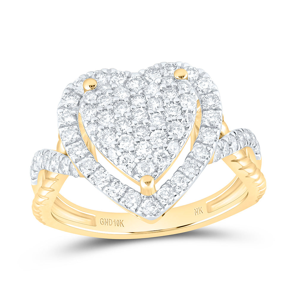 10k Gold 1 CTW-Natural Diamond Fashion Heart Bridal Ring