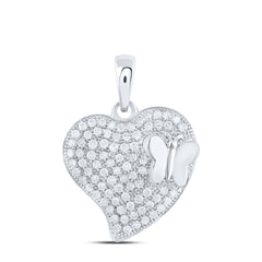 Sterling Silver 5/8 CTW-Natural Diamond Gift Butterfly Heart Pendant