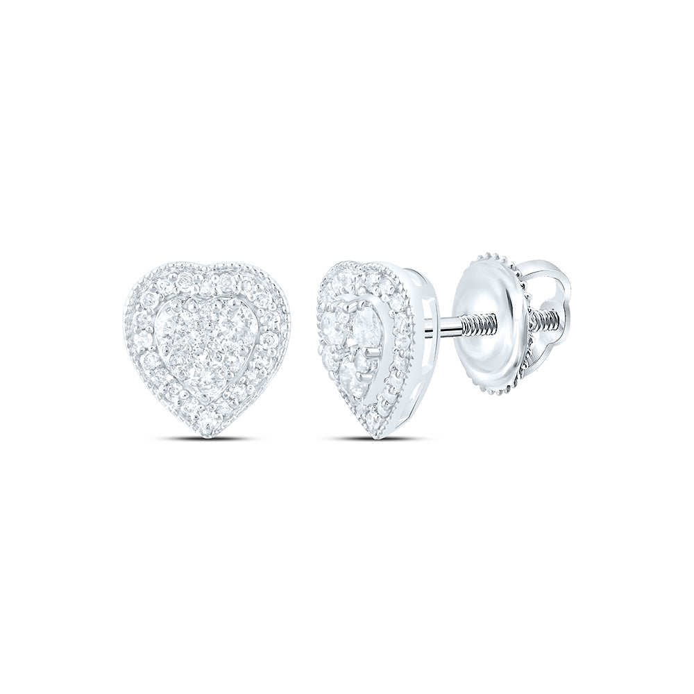Sterling Silver 1/2 CTW-Natural Diamond Gift Heart Earring