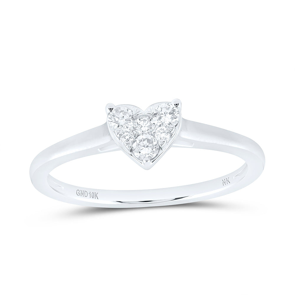 10k Gold 1/5 CTW-Natural Diamond Fashion Heart Ring
