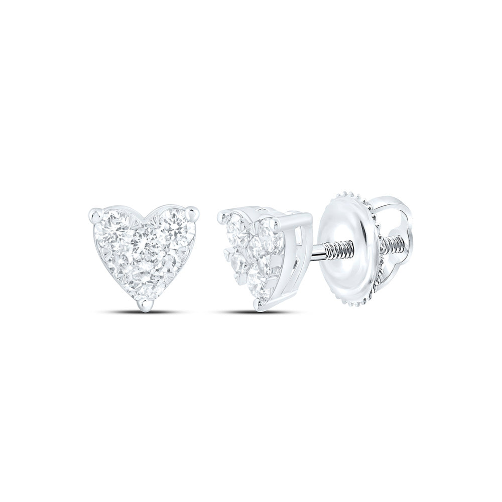 10k Gold 1/4 CTW-Natural Diamond Fashion Heart Earring