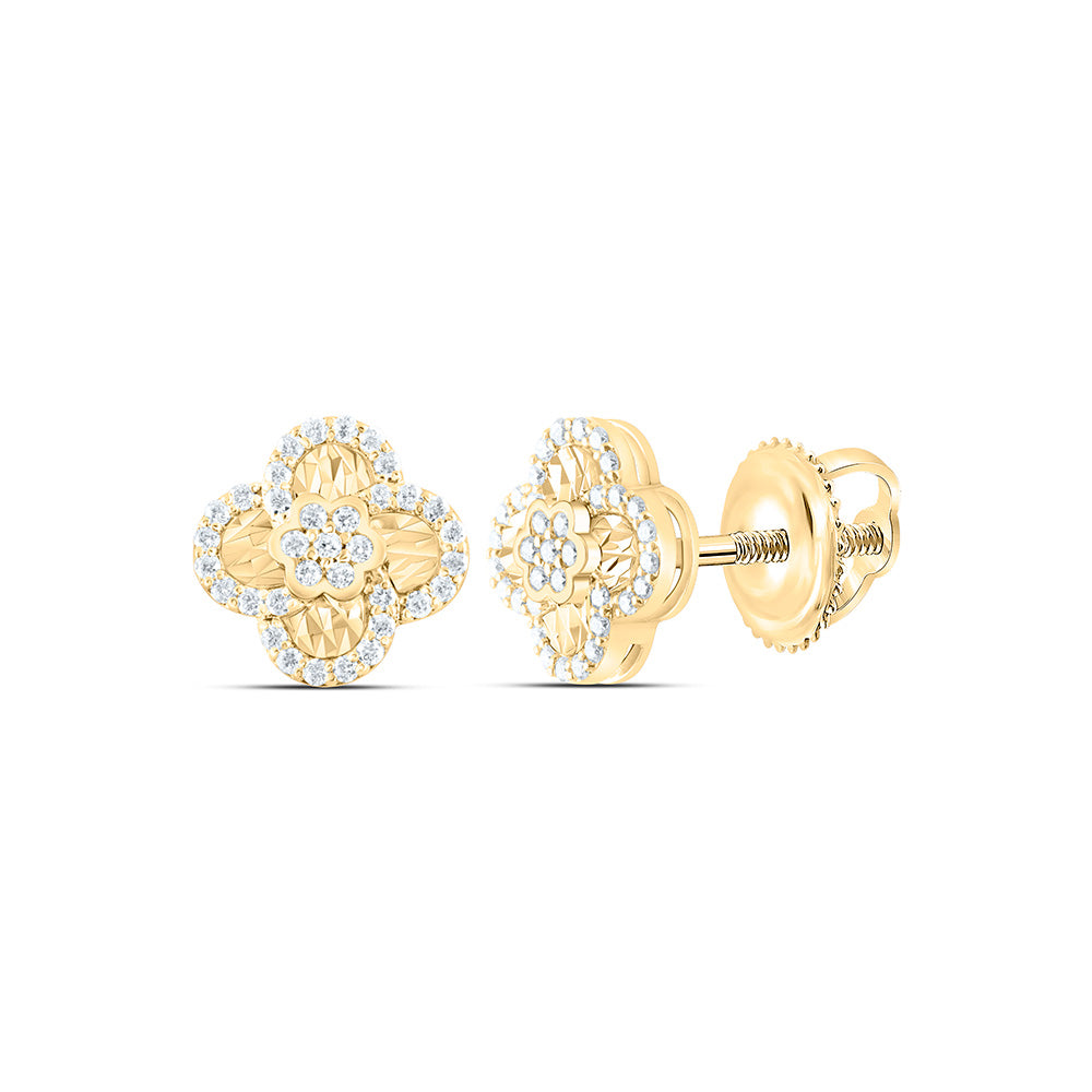 14k Gold 1/2 CTW-Natural Diamond Fashion Fanuk Clover Earring