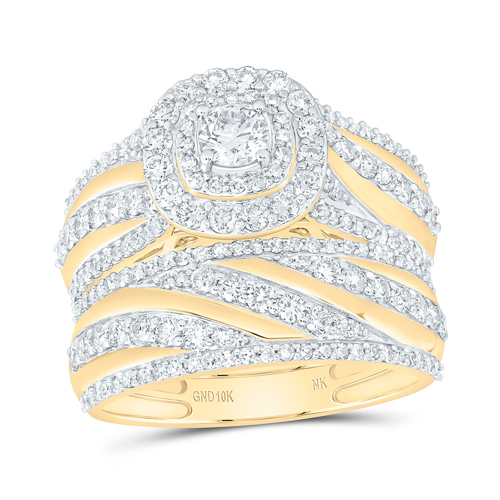 10k Gold 2 1/5 CTW-Natural Diamond 1/4 Ct-Crd Fashion Cushion Trio Set
