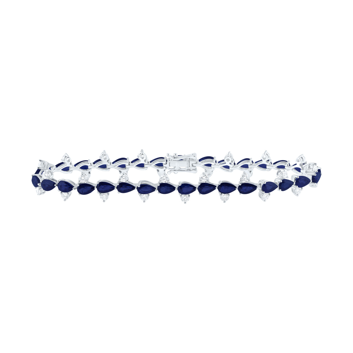 18k Gold 1 1/3 CTW-Natural Diamond Vs-Efg 6 3/8 Ct-Ps-Bs Natural Gemstone Bracelet (7 Inch )