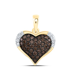 14k Gold 3/8 CTW-Natural Diamond Fashion Cognac Natural Heart Pendant