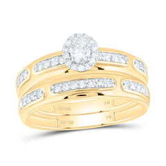 Sterling Silver 3/4 CTW-Natural Diamond 1/5 Ct-Cov Gift Oval Trio Set