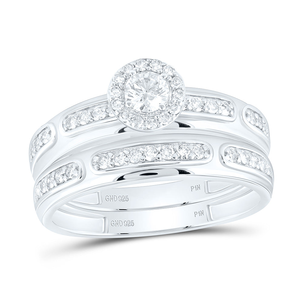 Sterling Silver 3/4 CTW-Natural Diamond 1/5 Ct-Crd Gift Round Trio Set