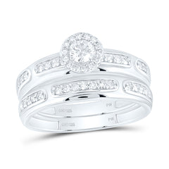 Sterling Silver 3/4 CTW-Natural Diamond 1/5 Ct-Crd Gift Round Trio Set