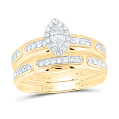 Sterling Silver 3/4 CTW-Natural Diamond 1/4 Ct-Cmq Gift Marquise Trio Set