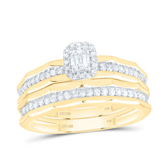 Sterling Silver 3/4 CTW-Natural Diamond 1/4 Ct-Cem Gift Emerald Trio Set