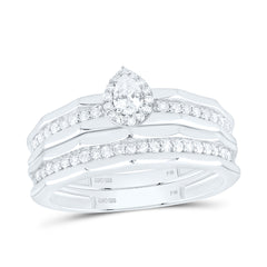 Sterling Silver 3/4 CTW-Natural Diamond 1/5 Ct-Cps Gift Pear Trio Set