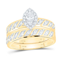 Sterling Silver 3/4 CTW-Natural Diamond 1/5 Ct-Cmq Gift Marquise Trio Set