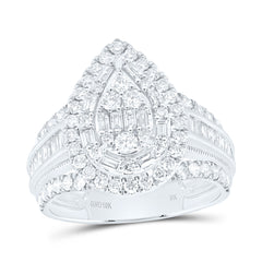 10k Gold 1 1/2 CTW-Natural Diamond Fashion Pear Double Halo Bridal Ring