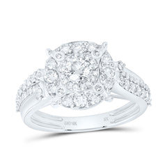 10k Gold 1 CTW-Natural Diamond 1/4 Ct-Crd Round Double Halo Engagement Ring