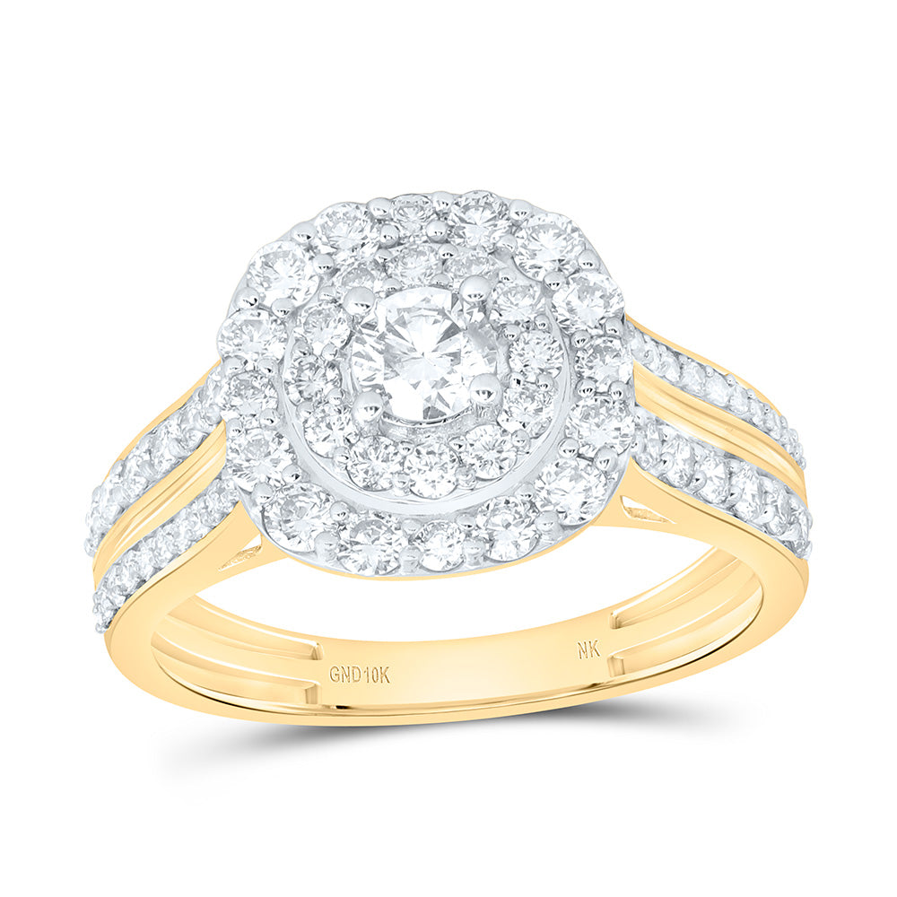 10k Gold 1 CTW-Natural Diamond 1/4 Ct-Crd Cushion Double Halo Engagement Ring