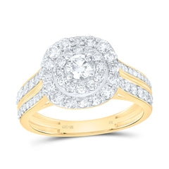 10k Gold 1 CTW-Natural Diamond 1/4 Ct-Crd Cushion Double Halo Engagement Ring