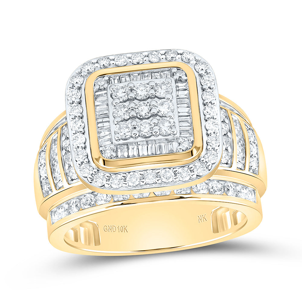 10k Gold 1 5/8 CTW-Natural Diamond Fashion Cushion Ring