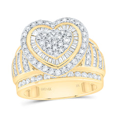 14k Gold 1 5/8 CTW-Natural Diamond Fashion Heart Ring