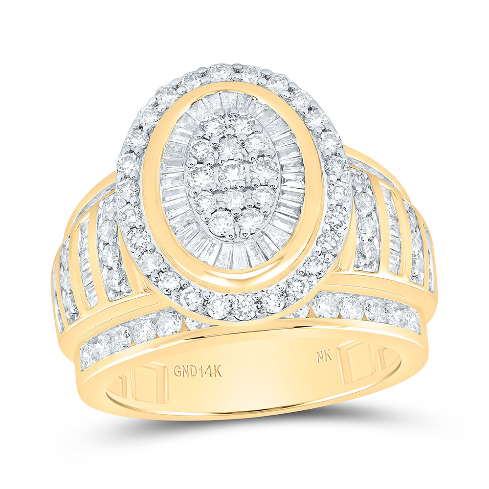 14k Gold 1 1/2 CTW-Natural Diamond Fashion Oval Ring