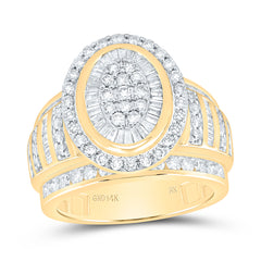 14k Gold 1 1/2 CTW-Natural Diamond Fashion Oval Ring