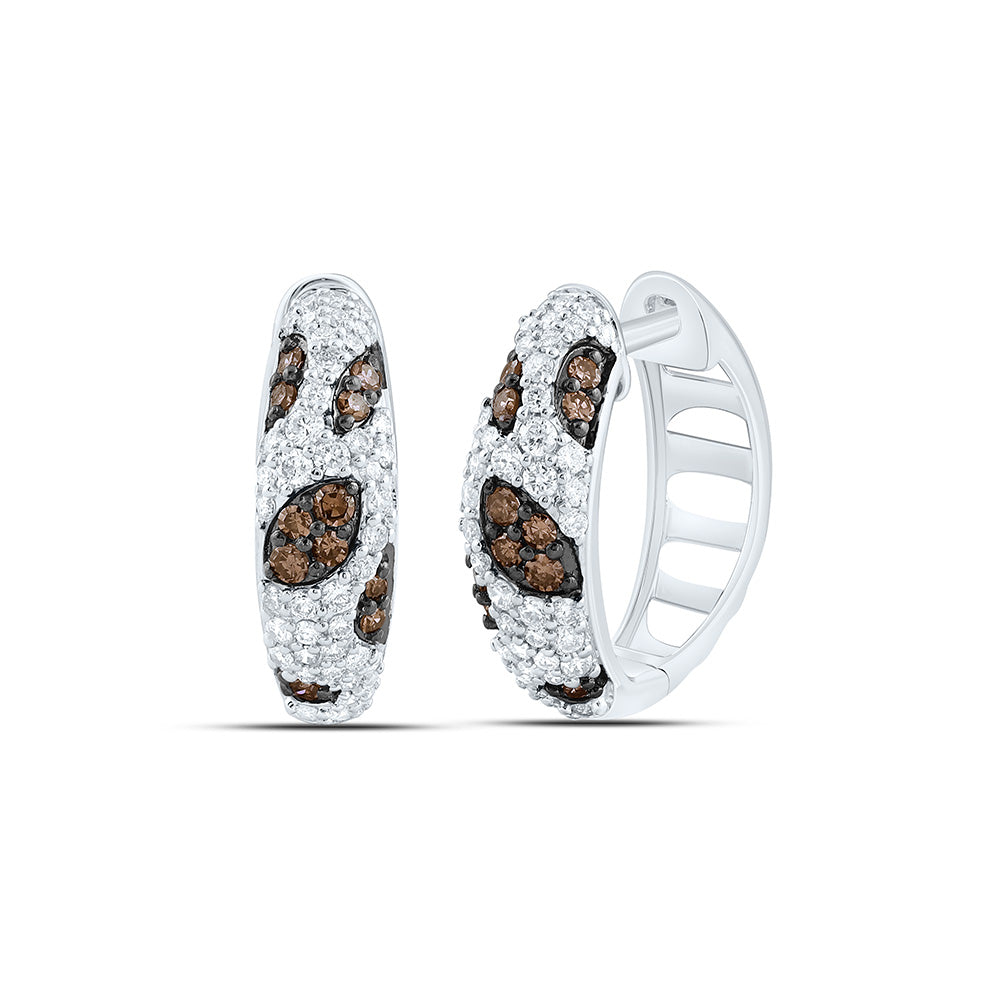 10k Gold 1/2 CTW-Natural Diamond Fashion Cognac Natural Hoop Earring