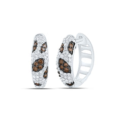 10k Gold 1/2 CTW-Natural Diamond Fashion Cognac Natural Hoop Earring