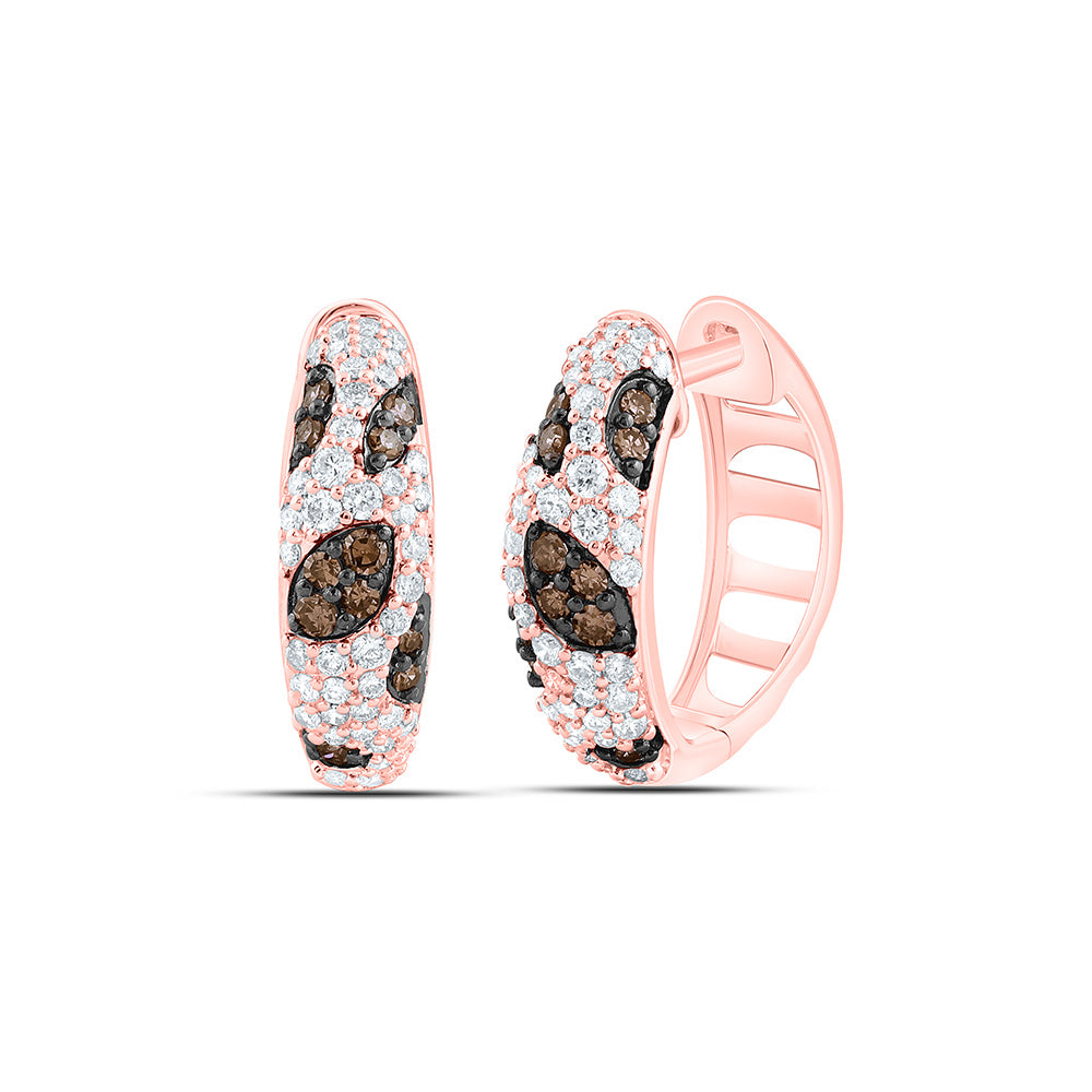 14k Gold 1/2 CTW-Natural Diamond Fashion Cognac Natural Hoop Earring