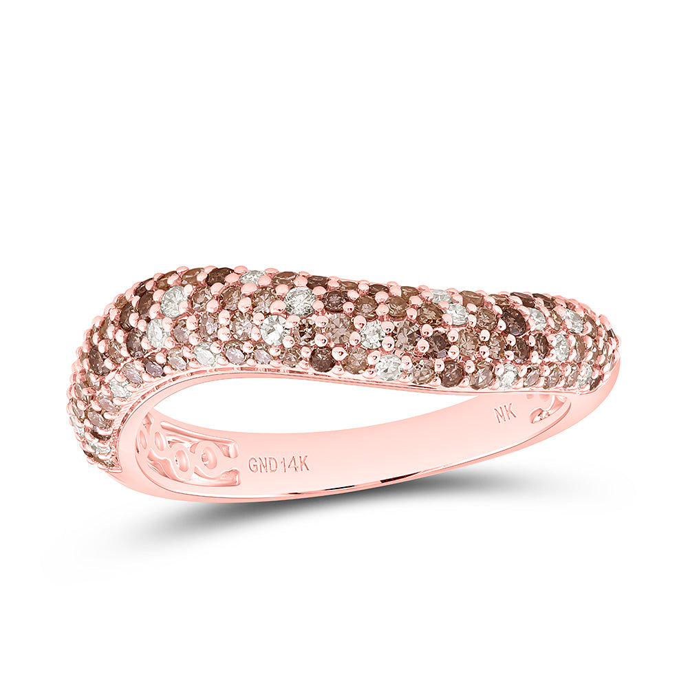 14k Gold 5/8 CTW-Natural Diamond Fashion Cognac Natural Band