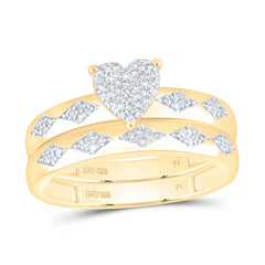 Sterling Silver 1/4 CTW-Natural Diamond Gift Heart Trio Set