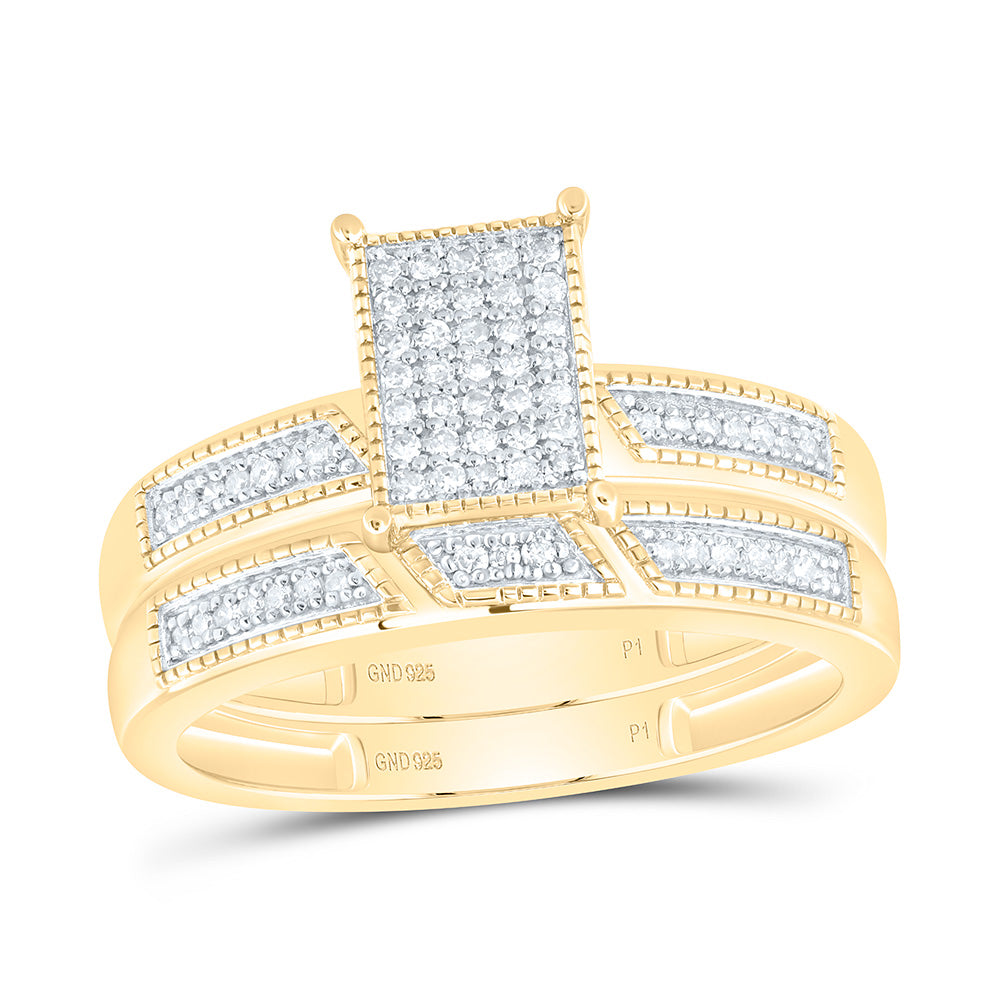 Sterling Silver 1/4 CTW-Natural Diamond Gift Emerald Trio Set