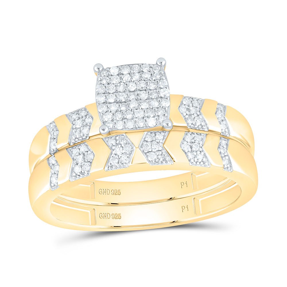Sterling Silver 1/3 CTW-Natural Diamond Gift Cushion Trio Set