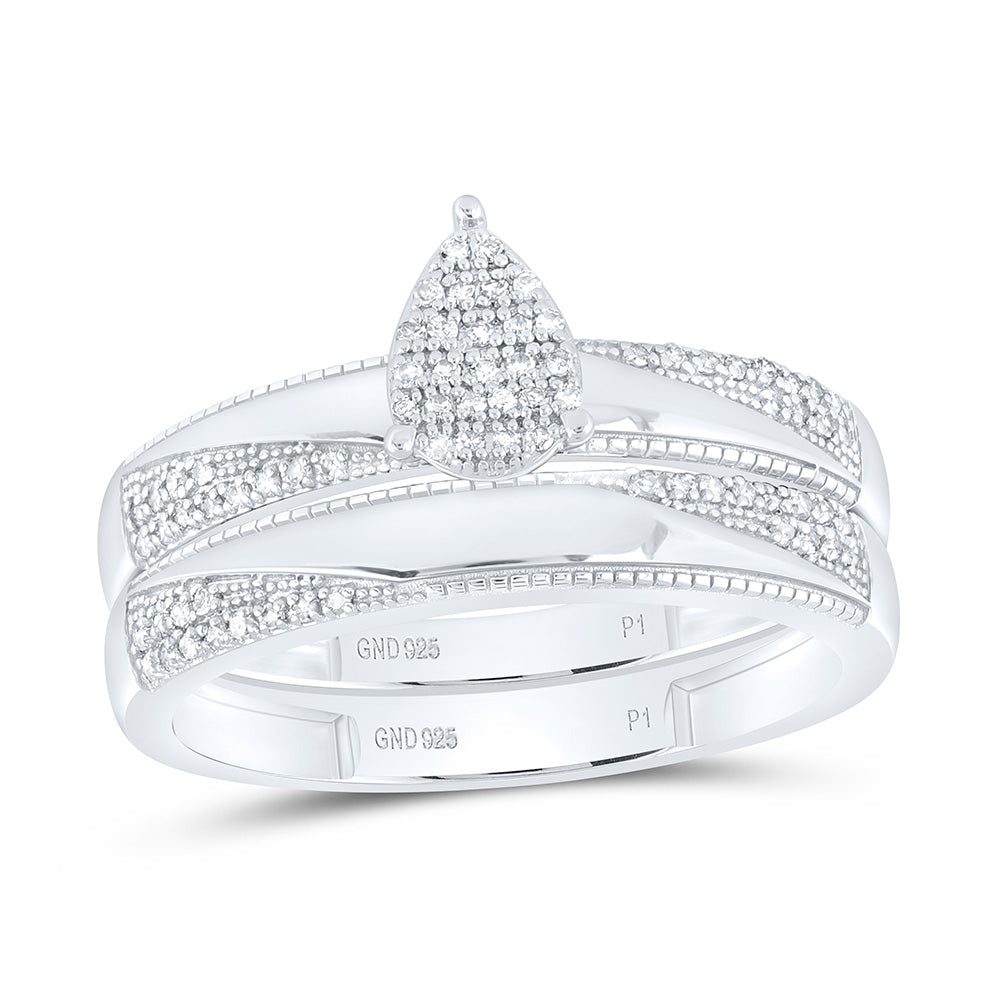 Sterling Silver 1/4 CTW-Natural Diamond Gift Pear Trio Set