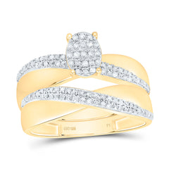 Sterling Silver 1/3 CTW-Natural Diamond Gift Oval Bridal Trio Set