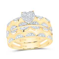 Sterling Silver 1/2 CTW-Natural Diamond Gift Heart Bridal Trio Set