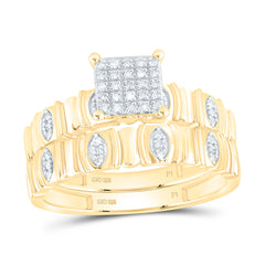 Sterling Silver 1/5 CTW-Natural Diamond Gift Square Bridal Trio Set