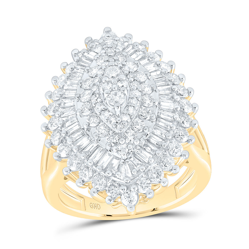 10k Gold 1 7/8 CTWp1 Rd Bg Natural Diamondcluster Gift Ring