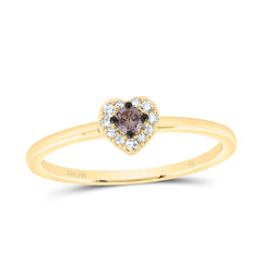 14k Gold 1/8 CTW-Natural Diamond Cognac Natural Heart Ring