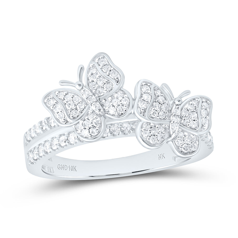 10k Gold 3/8 CTW-Natural Diamond Fashion Butterfly Ring
