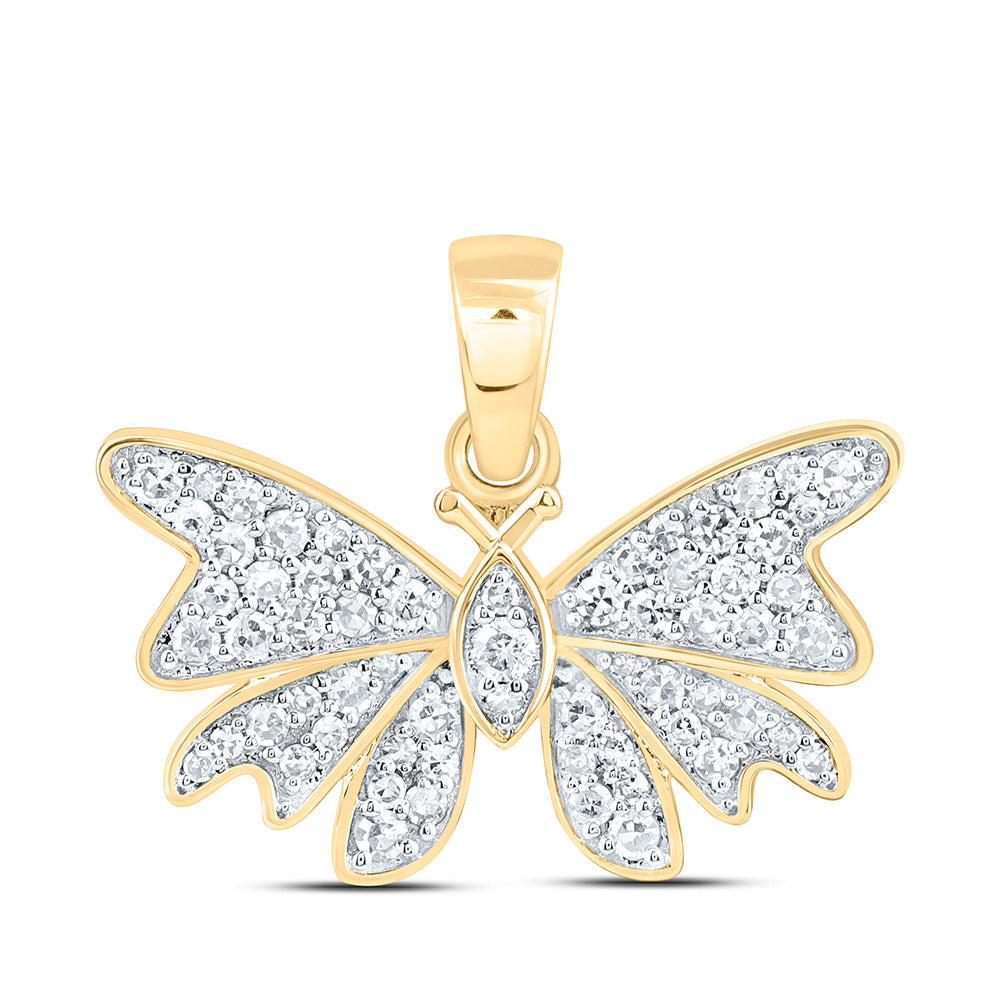 10k Gold 1/3 CTW-Natural Diamond Fashion Butterfly Pendant