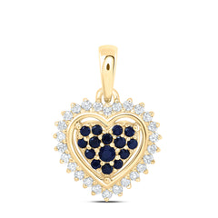 14k Gold 1/8 CTW-Natural Diamond 1/6 Ct-Rd-Bs Natural Gemstone Heart Pendant