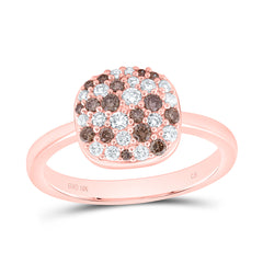 10k Gold 1/2 CTW-Natural Diamond Fashion Cognac Natural Cushion Ring