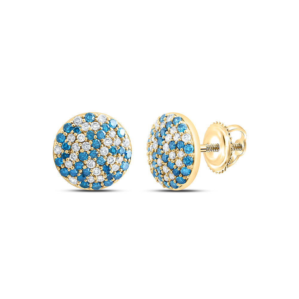 10k Gold 5/8 CTW-Natural Diamond Fashion Blue Diamond Round Earring