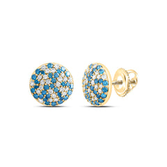 10k Gold 5/8 CTW-Natural Diamond Fashion Blue Diamond Round Earring