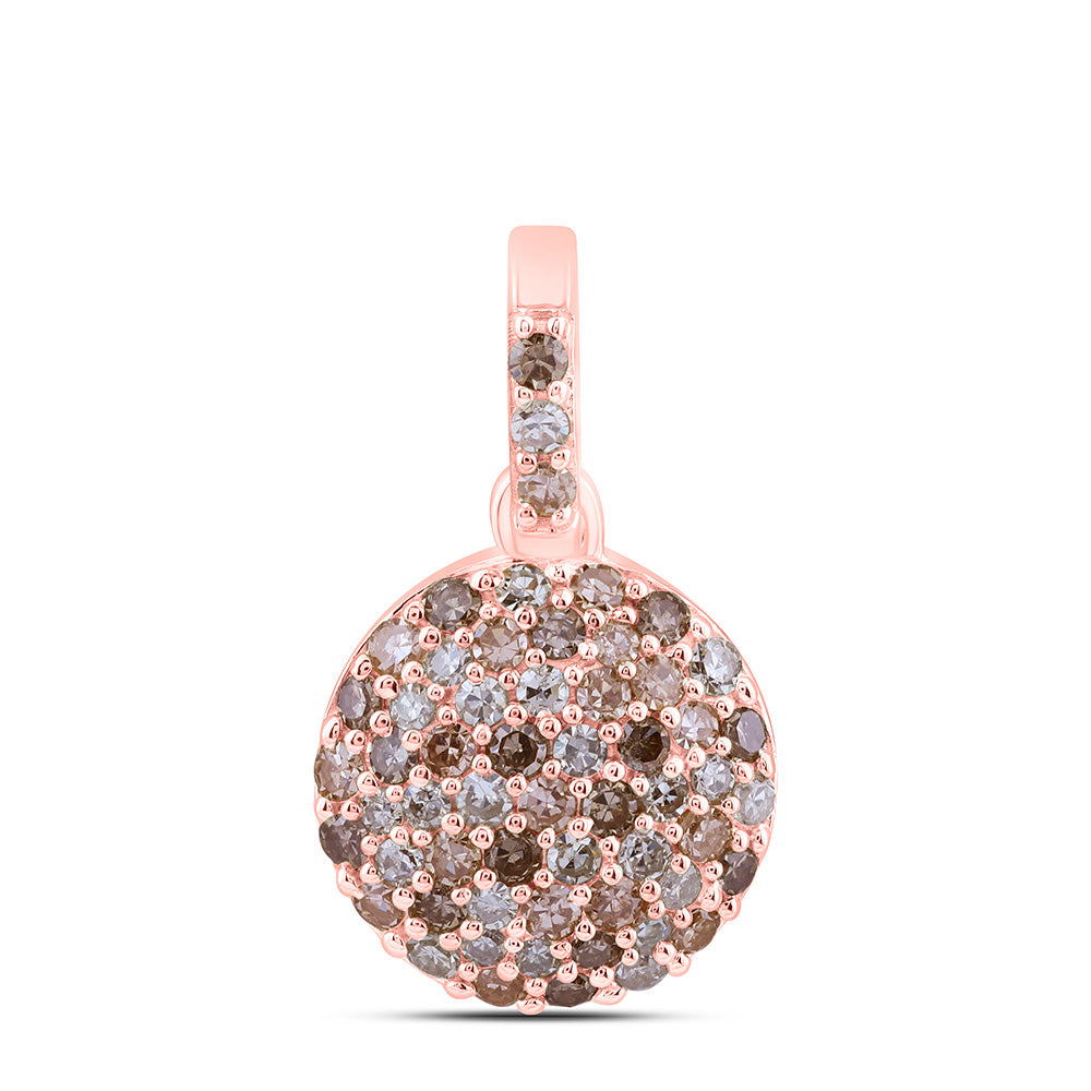 14k Gold 1/3 CTW-Natural Diamond Fashion Ombre Diamond Round Pendant