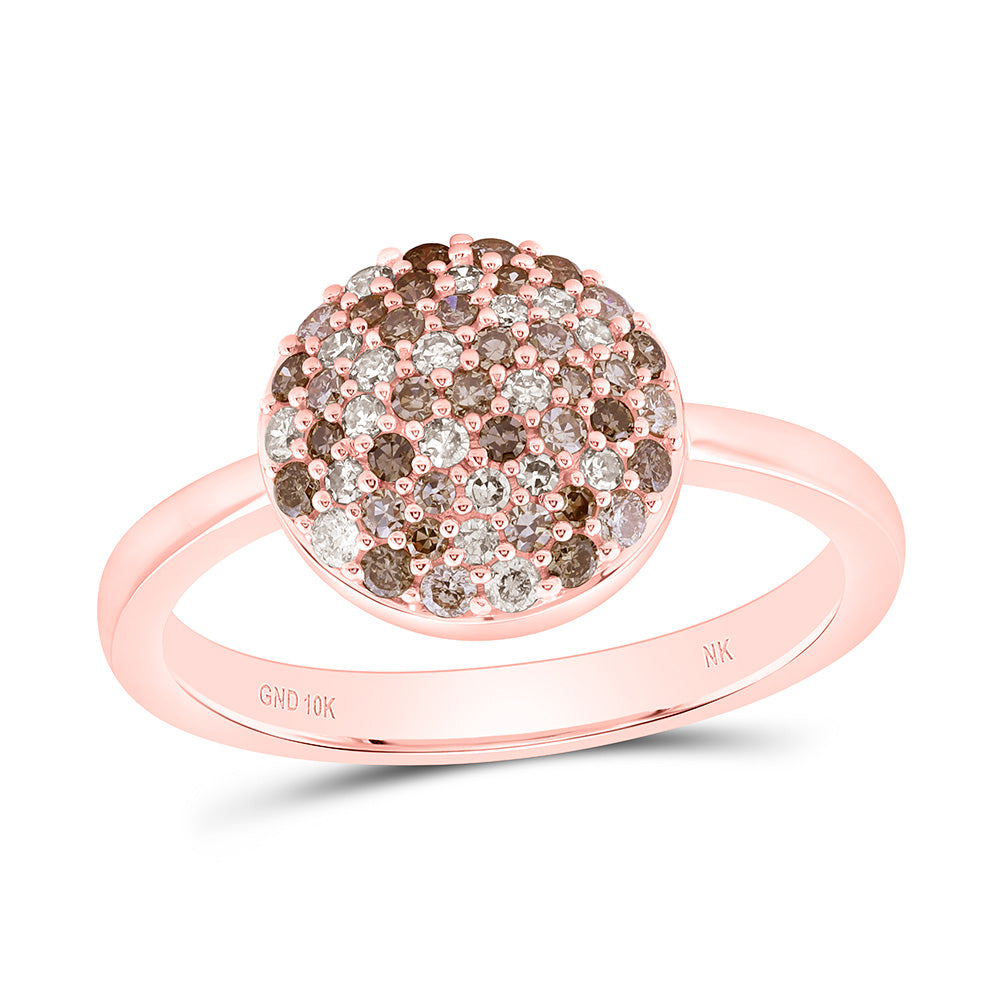 10k Gold 1/2 CTW-Natural Diamond Fashion Ombre Diamond Round Ring